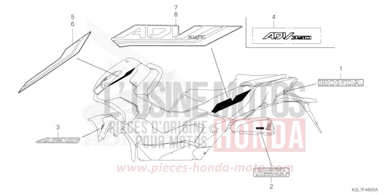 MARK/EMBLEM for ADV 350 MAT RUTHENIUM SILVER METALLIC (NHB88) from 2025